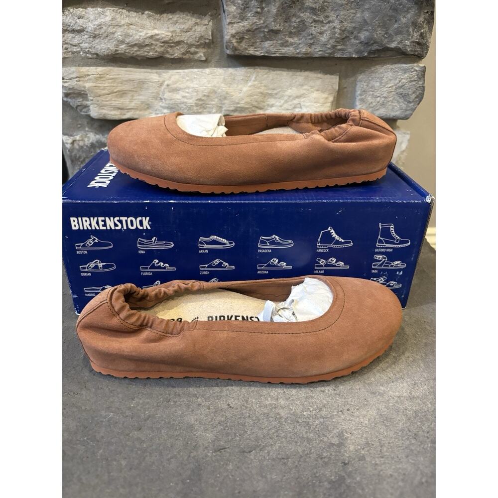 New Birkenstock Celina Rust Colored Suede Flats EU 38N